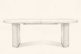 Pencil drawing of the Bobbio dining table, front view