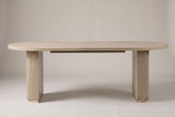 Bobbio dining table, straight view of the long side: racetrack top