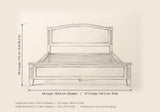 Bolsena bed dimensions: Queen 64 in wide, Full 57.2 in wide, 45.3 in high, Queen 84.5 in long, Full 78.2 in long