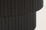 Close-up of the Bomarzo base in black: the reeded drum steps in to a narrower reeded plinth