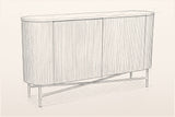 Pencil sketch of the Bomarzo sideboard, three-quarter view