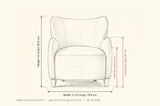Bormio chair dimensions: 31.25 in wide, 32.25 in deep, 33 in high, seat 18.5 in high, arms 23.25 in high