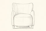 Pencil drawing of the Bormio wingback chair traced from the front view