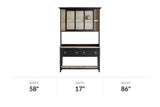 Bramwell hutch and sideboard dimensions: 58 in wide, 17 in deep, 86 in high