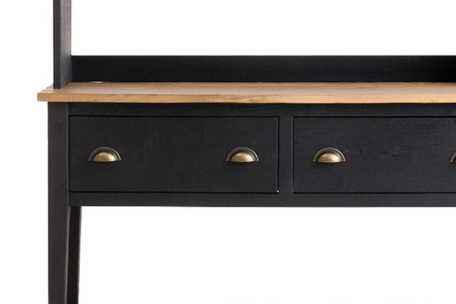 Bramwell Wood Hutch and Sideboard with Glass Doors - Copper-Finish Cup Pulls