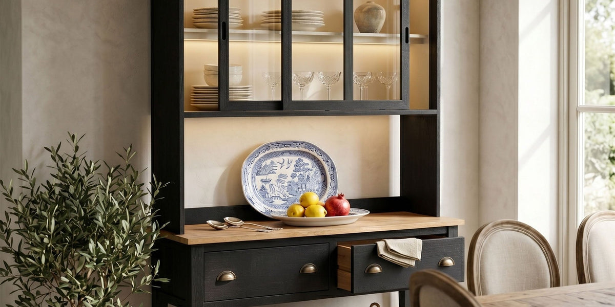 Bramwell Wood Hutch and Sideboard with Glass Doors