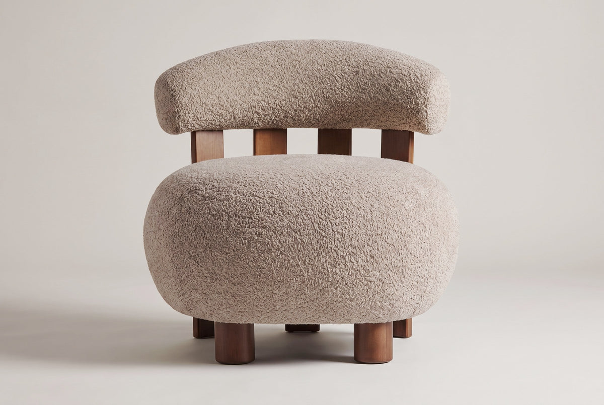 Brescia armless boucle accent chair in Light Brown