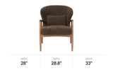 Briar accent chair dimensions: 28 in wide, 28.8 in deep, 33 in high
