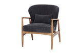 Briar ash wood accent chair in Inkwell blue-grey fabric, three-quarter view