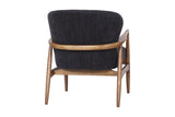 Briar accent chair in Inkwell, back view with curved ash rail
