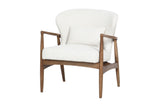 Briar ash wood accent chair in Snow white fabric, three-quarter view