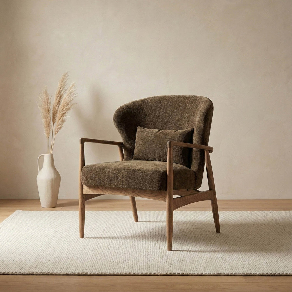 Briar Ash Wood Fabric Accent Chair