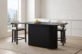 Brugnato counter table in black in a bright Vancouver kitchen with two black counter stools