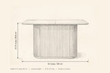 Brugnato dimensions: 63 in long, 31.5 in deep, 35.75 in high, counter height