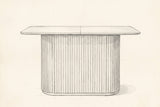 Pencil drawing of the Brugnato counter height table, front view