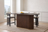 Brugnato counter table in walnut in a bright Vancouver kitchen with two black counter stools