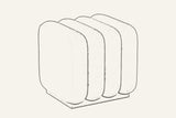 Line drawing of the Brusson channel cube ottoman, three-quarter view