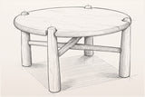 Pencil sketch of the Buonconvento coffee table, three-quarter view from above