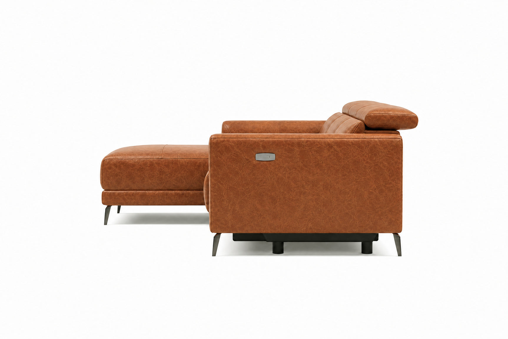 Andria Distressed Italian Aniline Leather Power Reclining Sectional Sofa