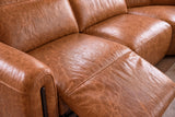 Octavia Distressed Italian Aniline Leather Dual Reclining Sofa