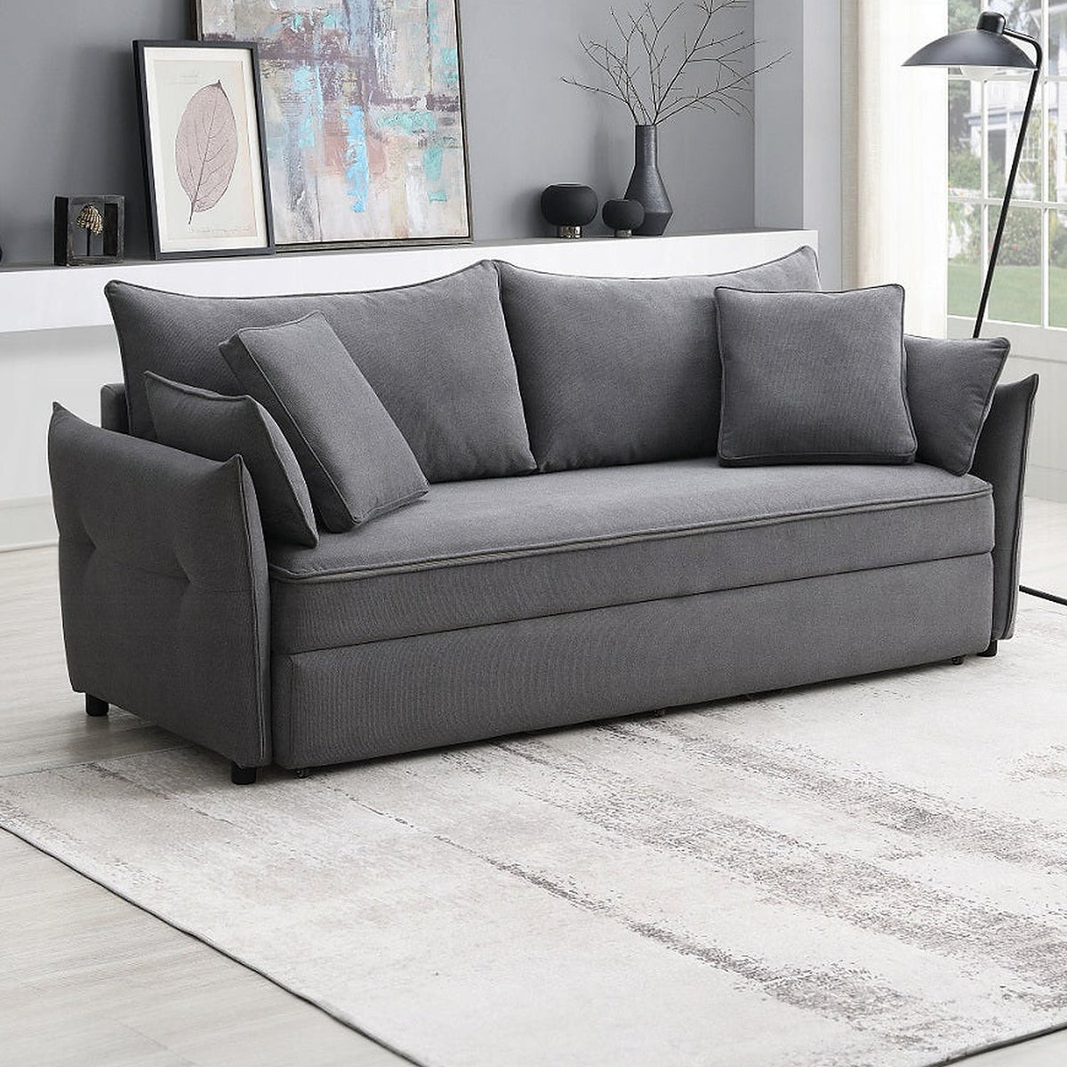 Cais Condo Size Sleeper Sofa w/Storage - Grey