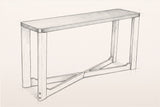 Pencil sketch of the Calcata console table, three-quarter view
