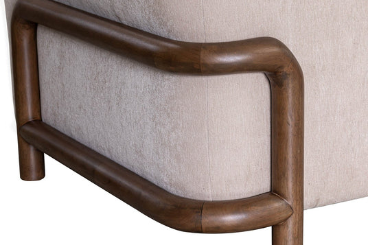 Calista Fabric Sofa - Wood That Wraps the Arm