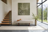 Caltagirone bench in Oatmeal Sand facing the camera in an Andermatt chalet entrance hall