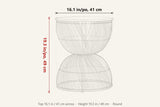 Canale dimensions on a pencil sketch of the side table: round top 16.1 in across, 19.3 in high