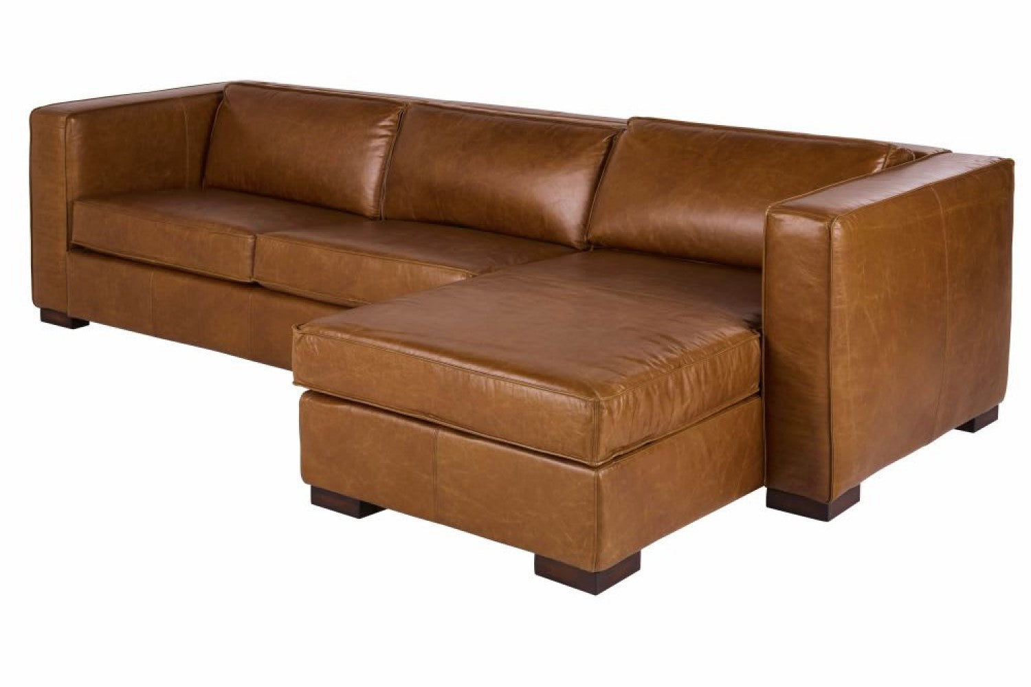 Valencia Tiziana Leather 3-Seater Queen Sofa-Bed with Chaise, Brown