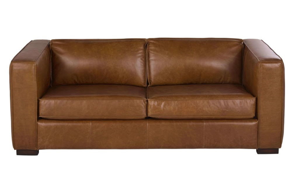 Valencia Tiziana Leather 2-Seater Queen Sofa-Bed, Brown