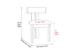 Carlo dining chair dimensions: 18.5 in wide, 20.88 in deep, 30.75 in high, seat 19 in high