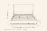 Carrara bed dimensions: 77.95 in wide (King) or 62.2 in (Queen), 50.78 in high, rail top 14.17 in from the floor