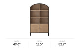 Carver arched tall cabinet with rattan doors, front view