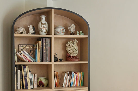 Carver Arched Tall Cabinet with Rattan Doors - Display Under the Arch