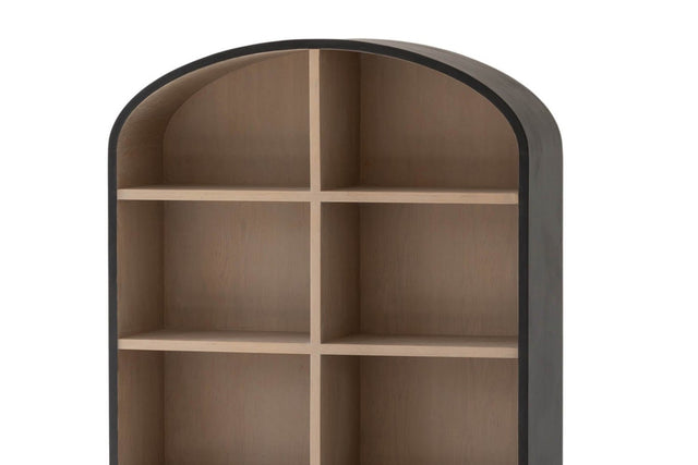 Carver Arched Tall Cabinet with Rattan Doors - Arched Matte Black Frame