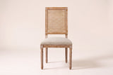 Castelfranco dining chair in Beige, straight front view showing the cane-look back