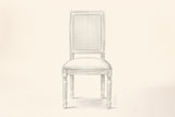 Pencil drawing of the Castelfranco dining chair, front view