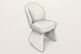 Pencil sketch of the Castellabate dining chair, three-quarter view from above