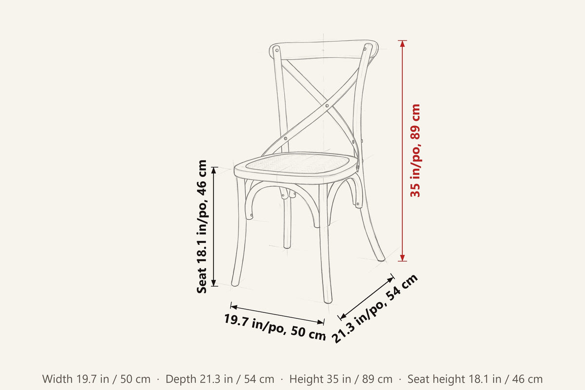 Castelmola dimensions on a pencil sketch of the chair: 35 in high, 19.7 in wide, 21.3 in deep, seat height 18.1 in