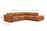 Octavia Distressed Italian Aniline Leather Reclining Corner Sectional Sofa