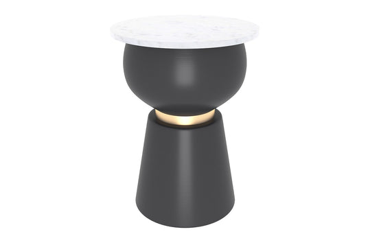 Celeste White Marble Side Table with Black Iron Base - One Table, Many Rooms