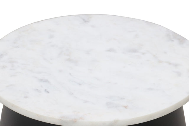 Celeste White Marble Side Table with Black Iron Base - White Marble Top