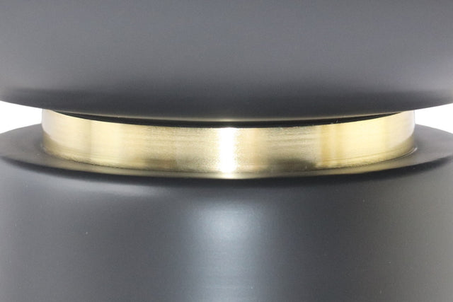 Celeste White Marble Side Table with Black Iron Base - Brushed Gold Band