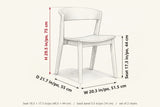 Certosa dimensions on a pencil sketch of the chair: 29.5 in high, 21.7 in deep, 20.3 in wide, seat height 17.3 in