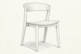 Pencil sketch of the Certosa dining chair, three-quarter view from above