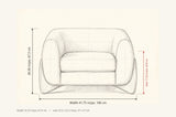 Cervia dimensions: 41.75 in wide, 26.50 in high, seat height 17.25 in, 32.25 in deep, seat 22.5 x 22.5 in