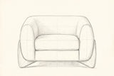 Pencil drawing of the Cervia lounge chair, front view