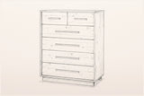 Pencil sketch of the Cervinia 6-drawer chest, three-quarter view