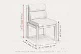 Cervo dimensions on a pencil sketch of the chair: 33.3 in high, 24.6 in deep, 20.7 in wide across the front legs